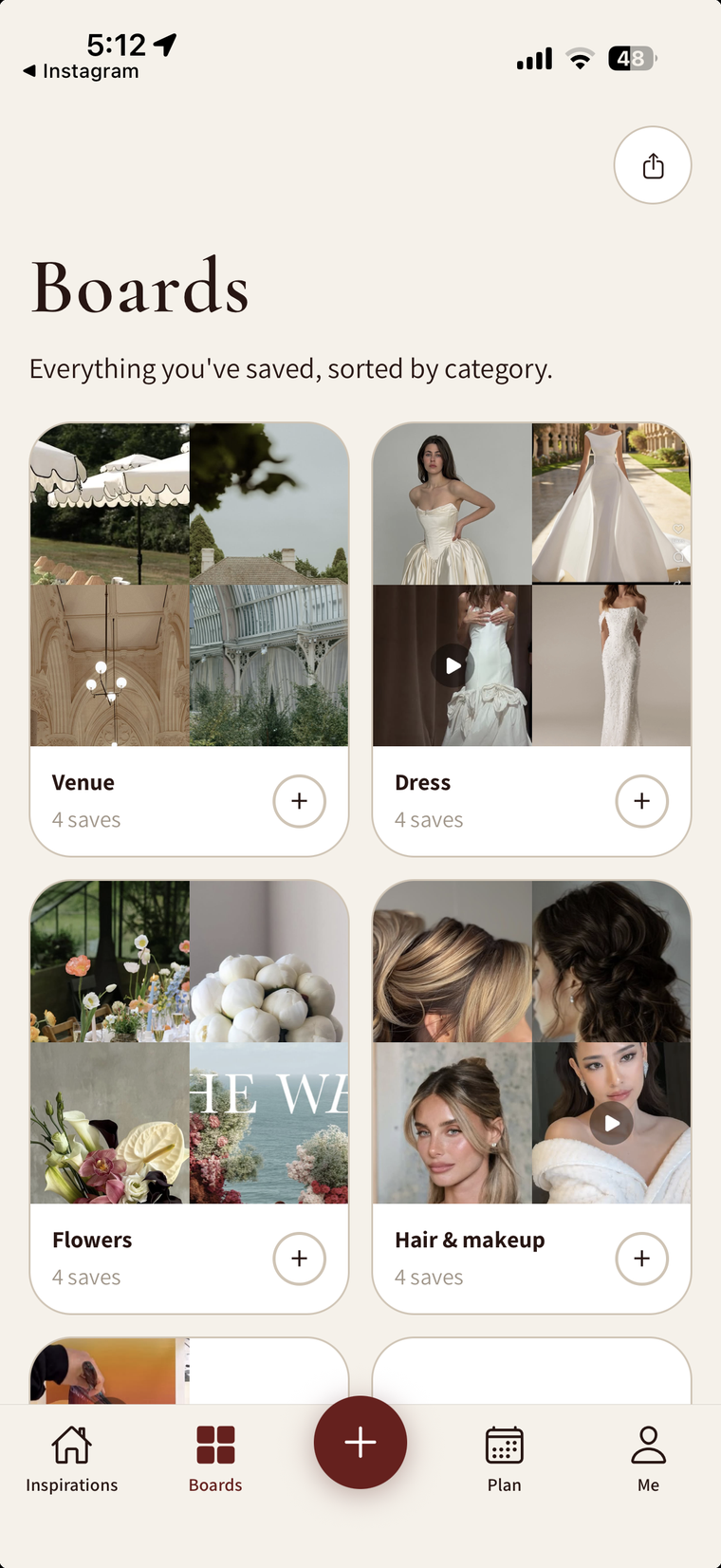 Gigi boards sorted by category